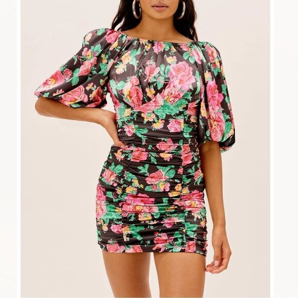 NWT For Love and Lemons - Jolie Mini Dress - Black Floral Small - Picture 1 of 15